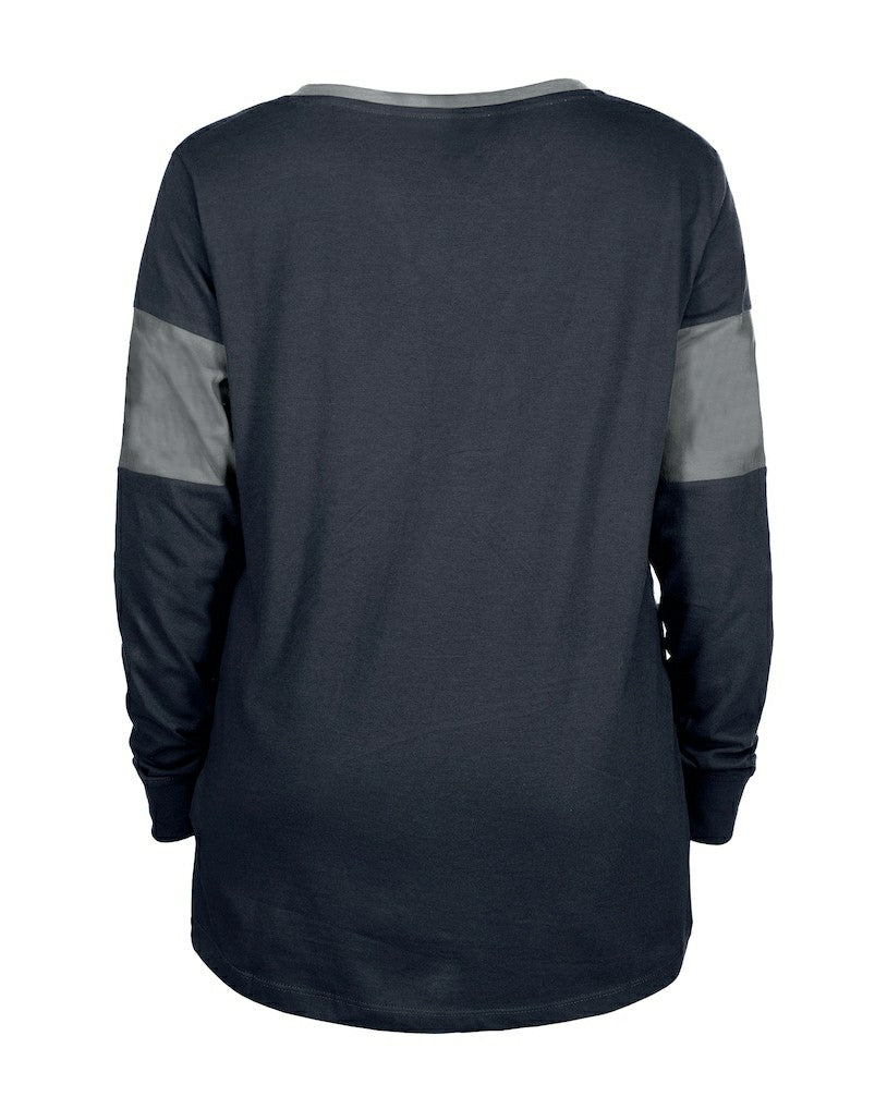 Dallas Cowboys New Era Women's Lace-Up Notch-Neck Long Sleeve T-Shirt - Navy T-shirts
