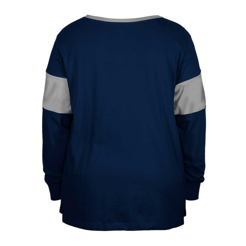 Dallas Cowboys New Era Women's Plus Size Lace-Up Notch Neck Long Sleeve T-Shirt  - Navy T-shirts