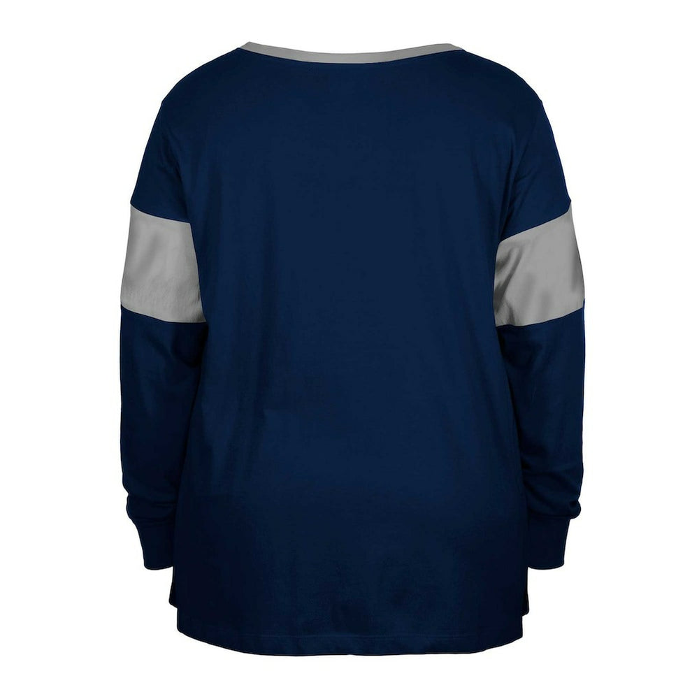Dallas Cowboys New Era Women's Plus Size Lace-Up Notch Neck Long Sleeve T-Shirt  - Navy T-shirts