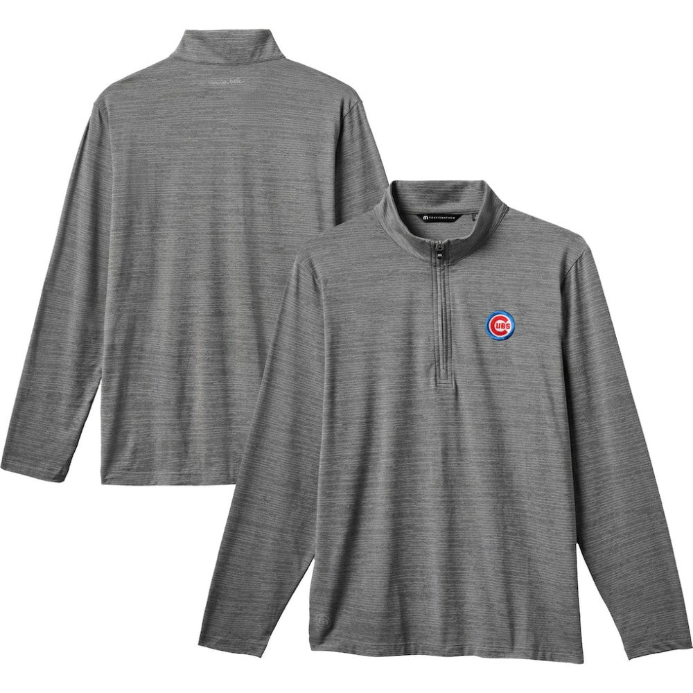 Chicago Cubs TravisMathew The Heater Quarter-Zip Pullover Top - Gray Pullover