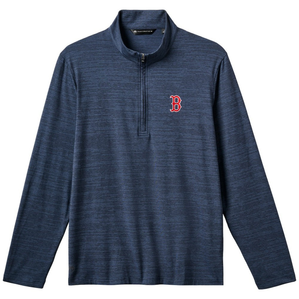 Boston Red Sox TravisMathew The Heater Quarter-Zip Pullover Top - Navy Pullover