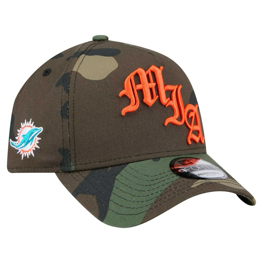 Miami Dolphins New Era Mystic Camo A-Frame 9FORTY Adjustable Hat - Camo Hats