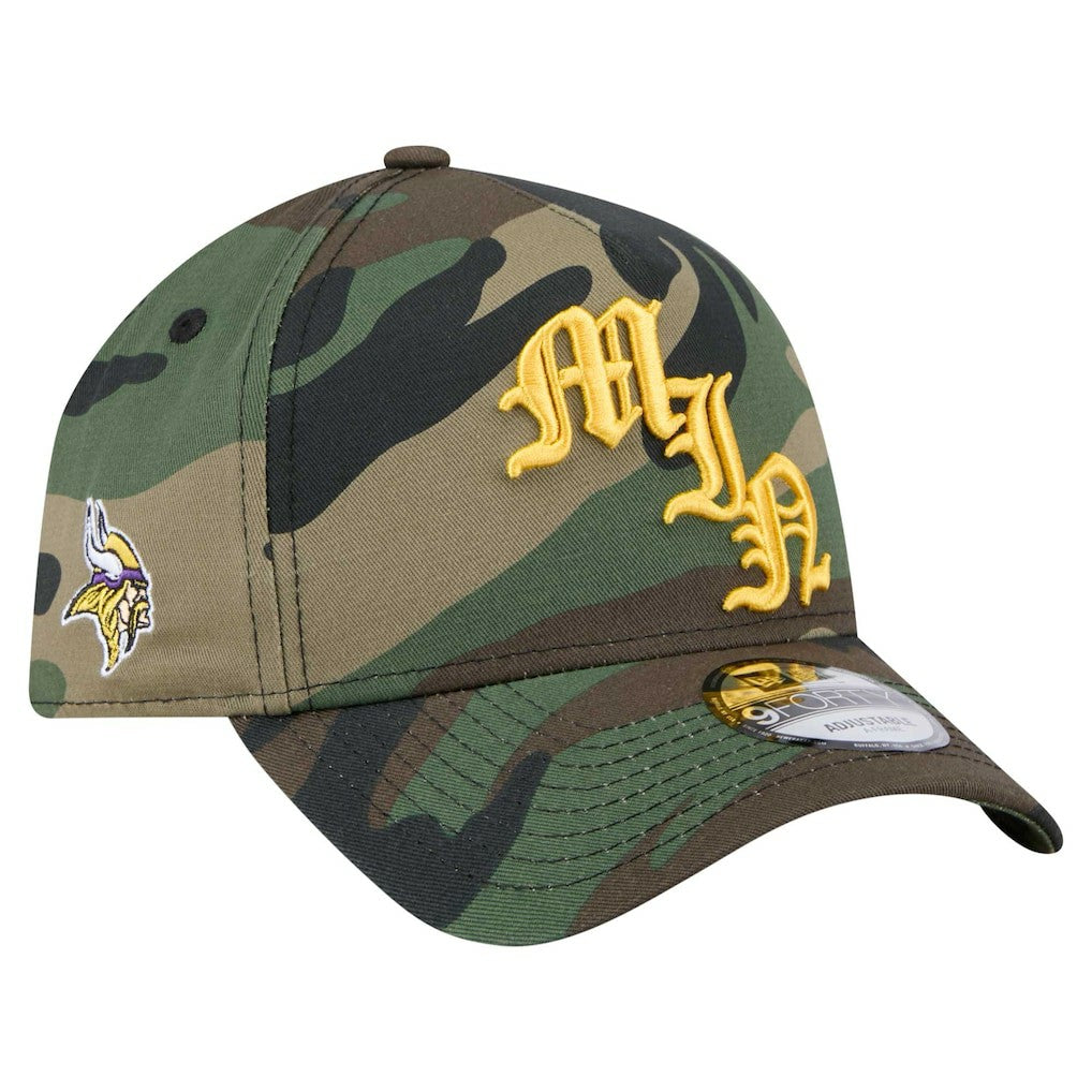 Minnesota Vikings New Era Mystic Camo A-Frame 9FORTY Adjustable Hat - Camo Hats