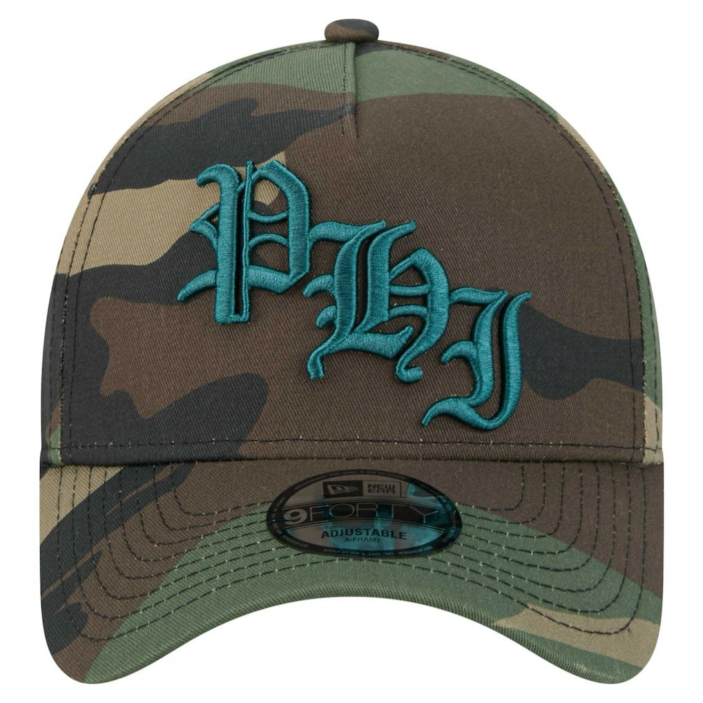 Philadelphia Eagles New Era Mystic Camo A-Frame 9FORTY Adjustable Hat - Camo Hats