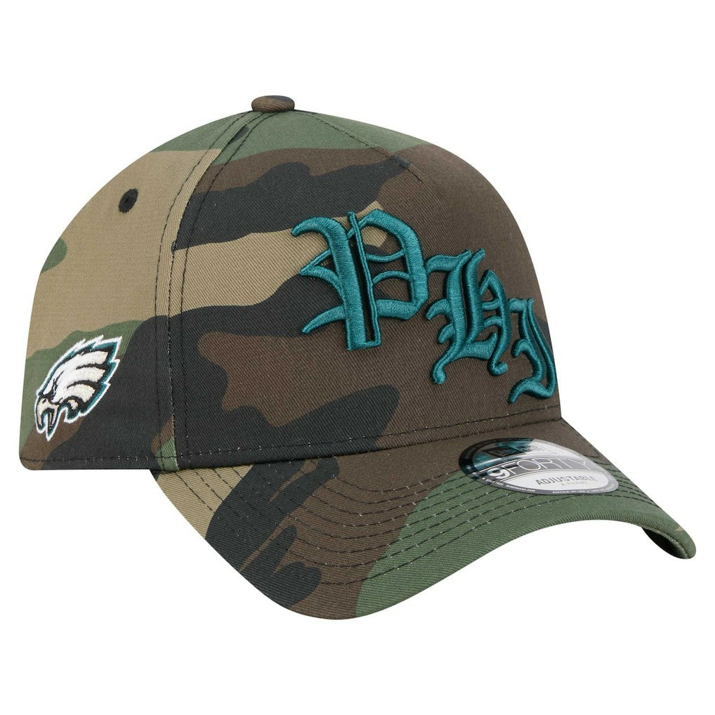 Philadelphia Eagles New Era Mystic Camo A-Frame 9FORTY Adjustable Hat - Camo Hats