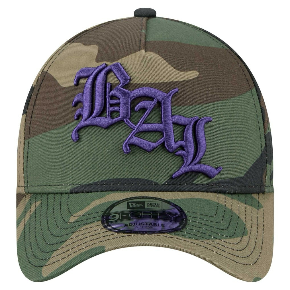 Baltimore Ravens New Era Mystic Camo A-Frame 9FORTY Adjustable Hat - Camo Hats