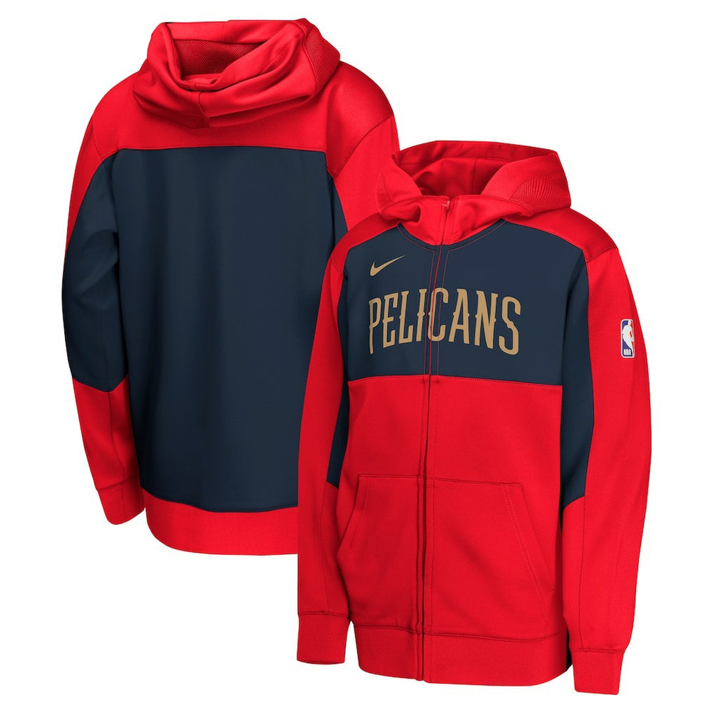 New Orleans Pelicans Youth Authentic On-Court Showtime Performance Full-Zip Hoodie Red/Navy - Nike