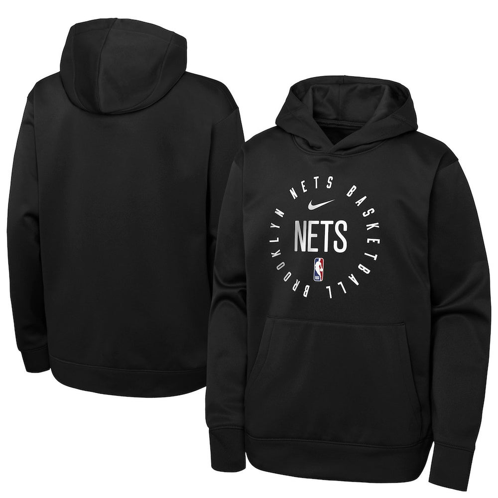 Brooklyn Nets Youth Performance Practice Spotlight Pullover Hoodie Black - Nike