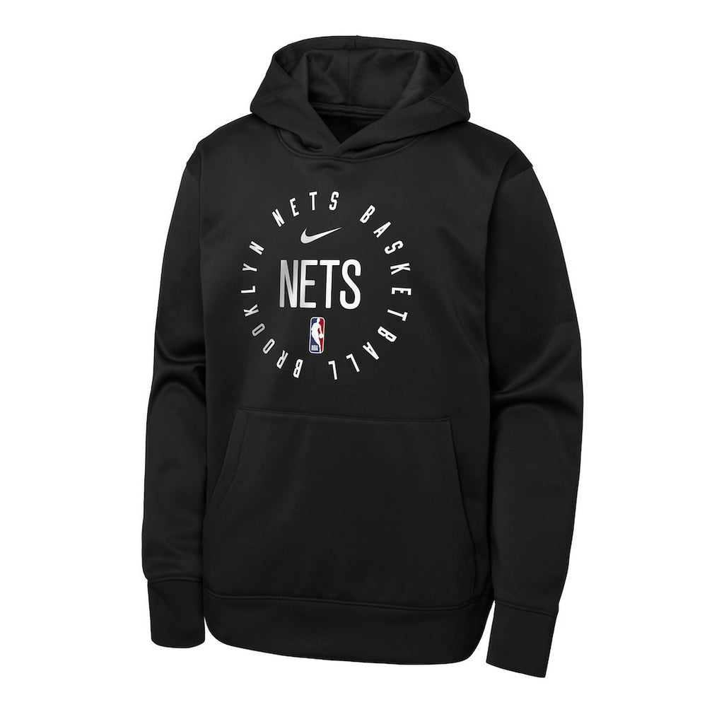Brooklyn Nets Youth Performance Practice Spotlight Pullover Hoodie Black - Nike