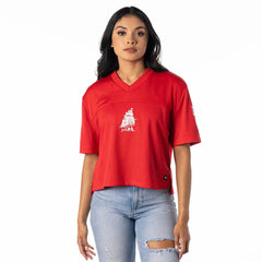 Tampa Bay Buccaneers The Wild Collective Women's Alternate V-Neck Fashion Jersey T-Shirt - Red T-shirts