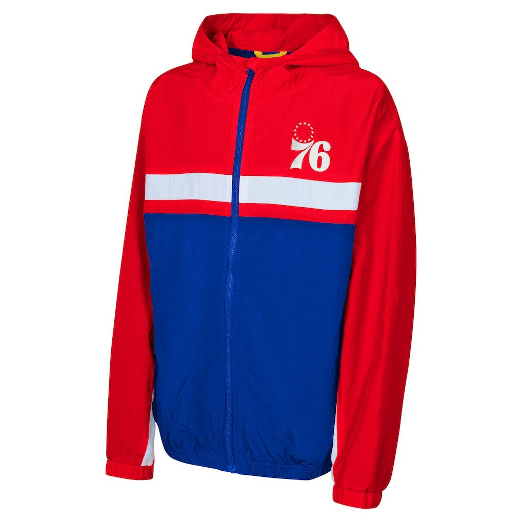 Philadelphia 76ers Youth Headliner Windbreaker Full-Zip Hoodie Jacket Red