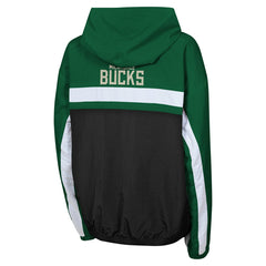 Milwaukee Bucks Youth Headliner Windbreaker Full-Zip Hoodie Jacket Hunter Green outlet