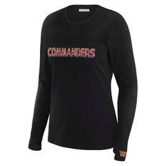 Washington Commanders WEAR by Erin Andrews x Gracie Hunt Women's Mesh Panel Long Sleeve T-Shirt - Black T-shirts