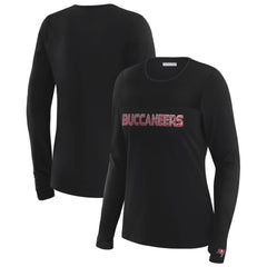 Tampa Bay Buccaneers WEAR by Erin Andrews x Gracie Hunt Women's Mesh Panel Long Sleeve T-Shirt - Black T-shirts
