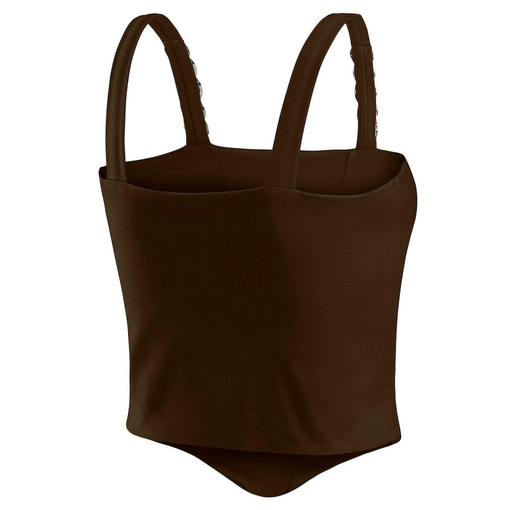 Cleveland Browns WEAR by Erin Andrews x Gracie Hunt Women's Chain Link Corset Top - Brown Tops