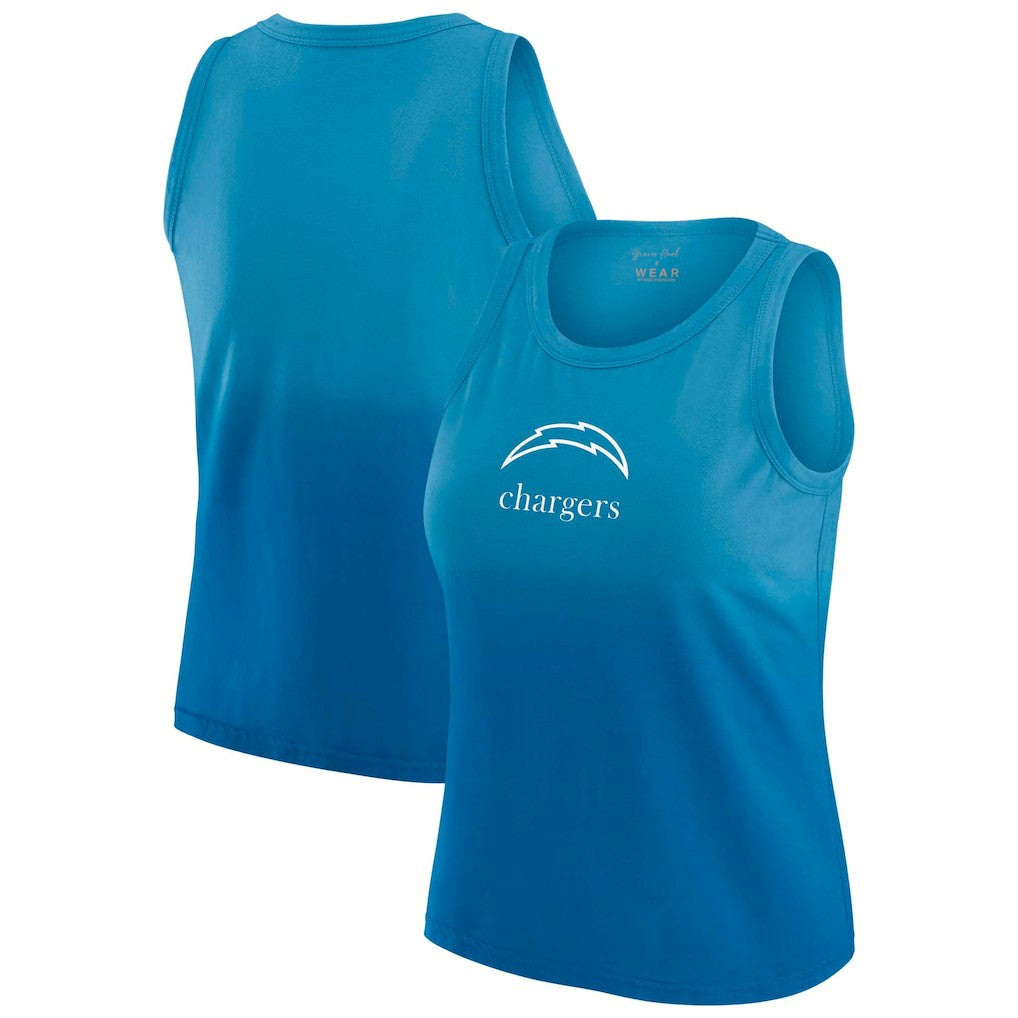 Los Angeles Chargers WEAR by Erin Andrews x Gracie Hunt Women's Ombre Tank Top - Blue Tops