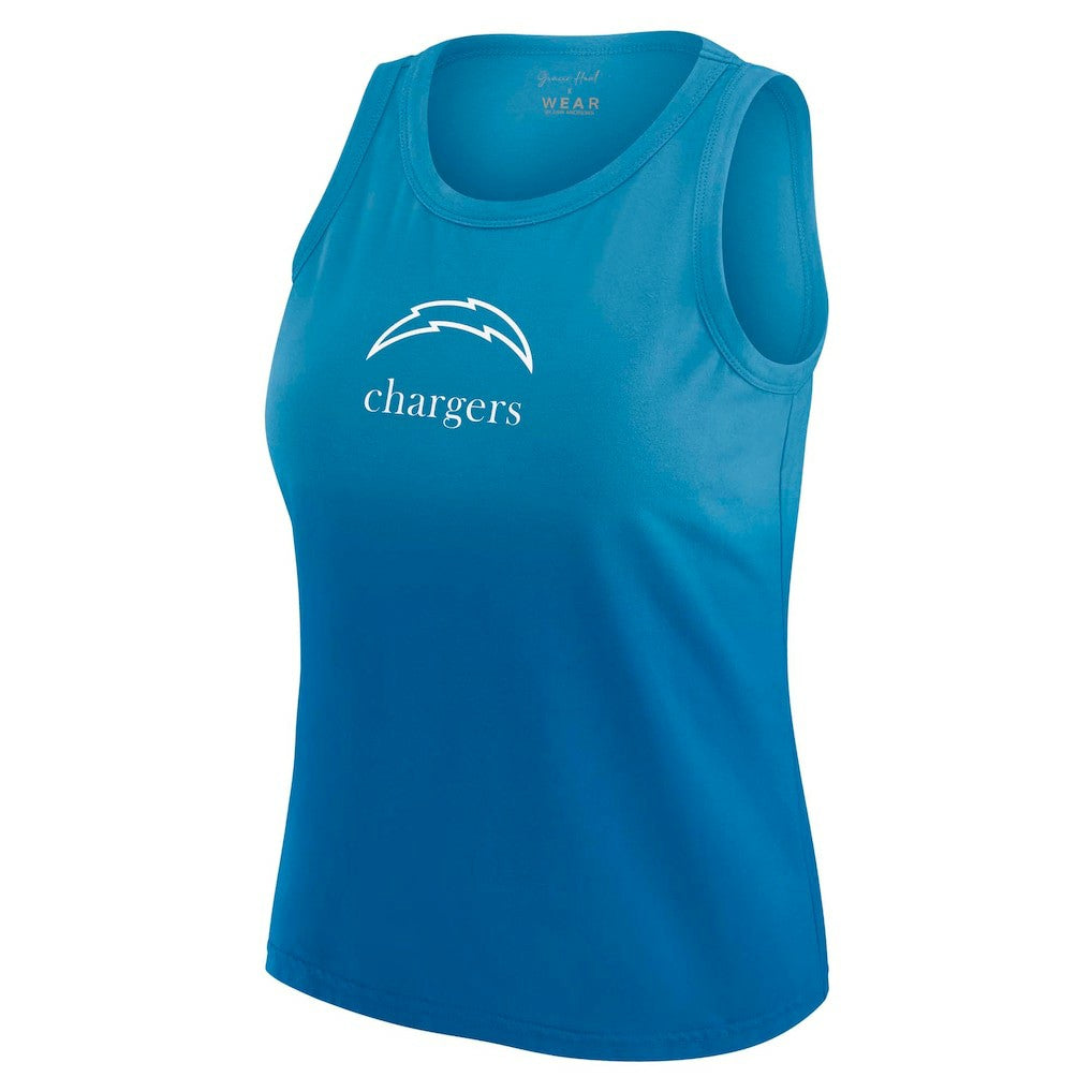 Los Angeles Chargers WEAR by Erin Andrews x Gracie Hunt Women's Ombre Tank Top - Blue Tops