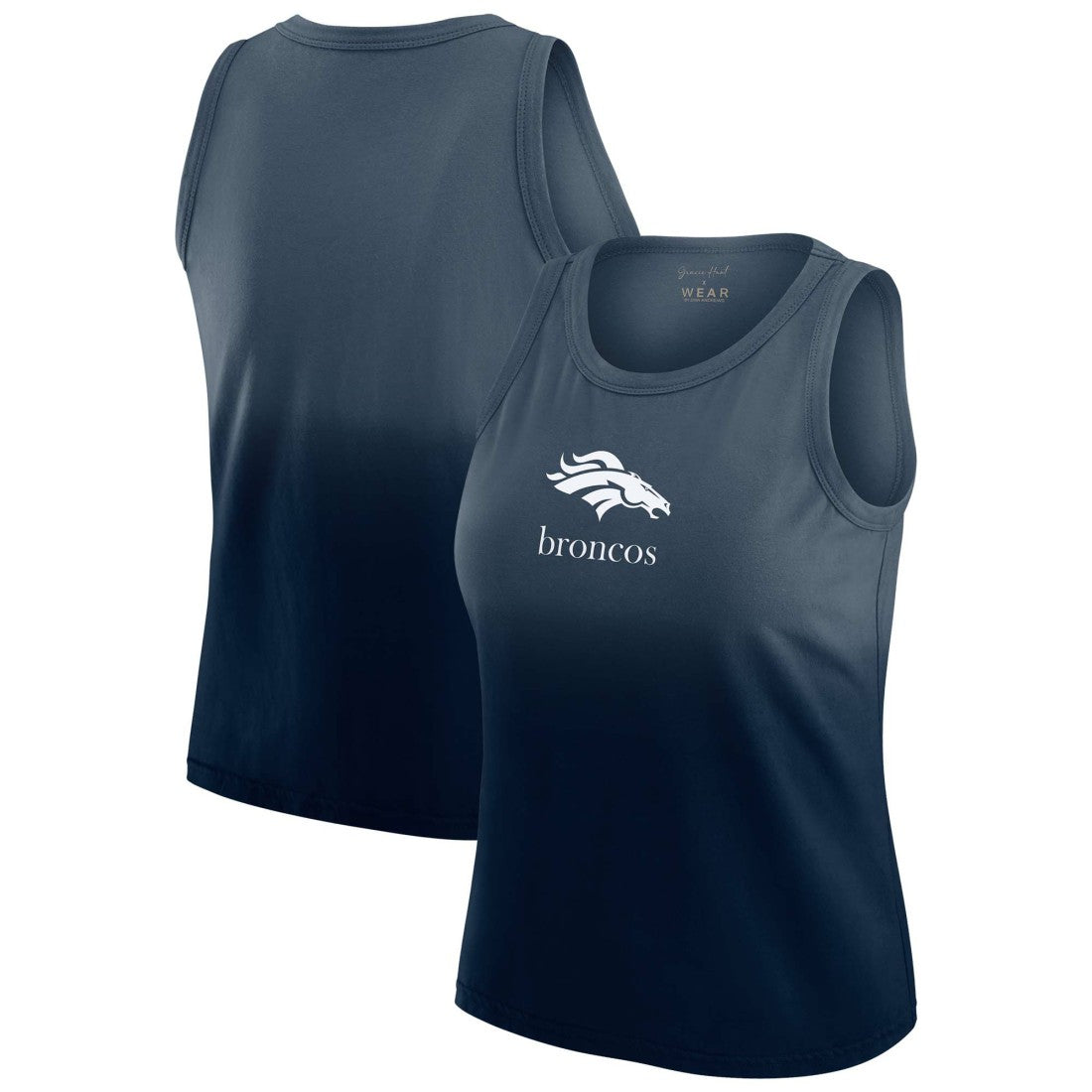 Denver Broncos WEAR by Erin Andrews x Gracie Hunt Women's Ombre Tank Top - Navy Tops