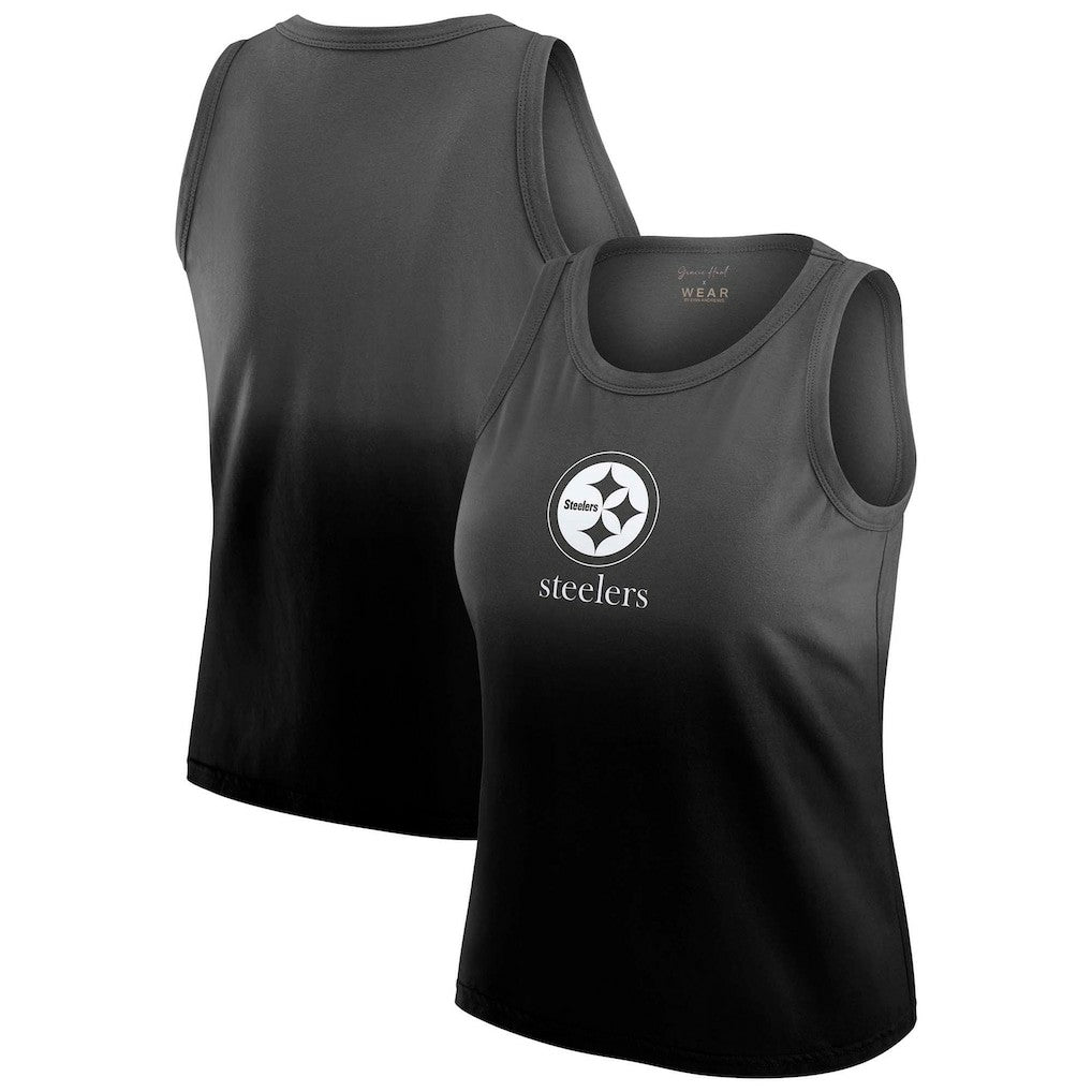 Pittsburgh Steelers WEAR by Erin Andrews x Gracie Hunt Women's Ombre Tank Top - Black Tops