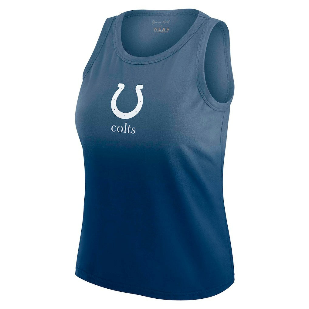 Indianapolis Colts WEAR by Erin Andrews x Gracie Hunt Women's Ombre Tank Top - Heather Navy Tops