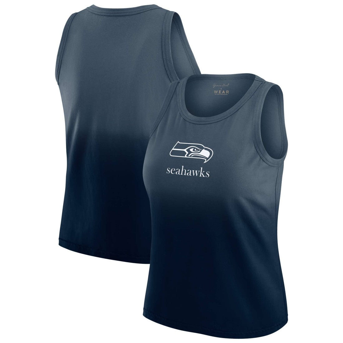 Seattle Seahawks WEAR by Erin Andrews x Gracie Hunt Women's Ombre Tank Top - Navy Tops