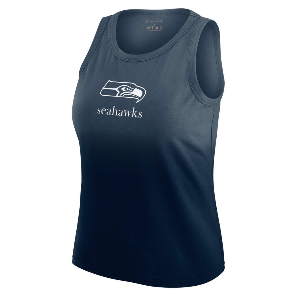 Seattle Seahawks WEAR by Erin Andrews x Gracie Hunt Women's Ombre Tank Top - Navy Tops