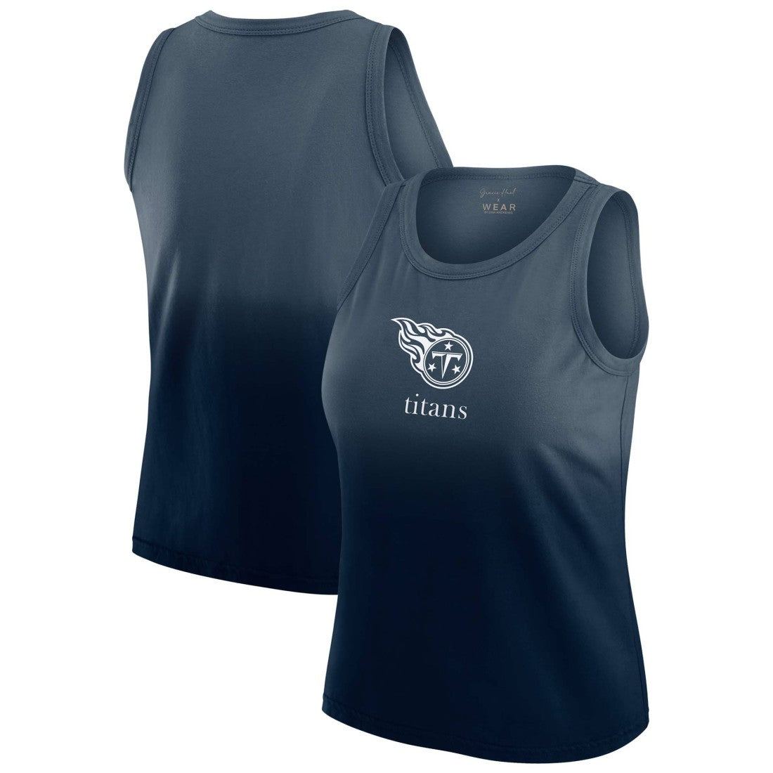 Tennessee Titans WEAR by Erin Andrews x Gracie Hunt Women's Ombre Tank Top - Navy Tops