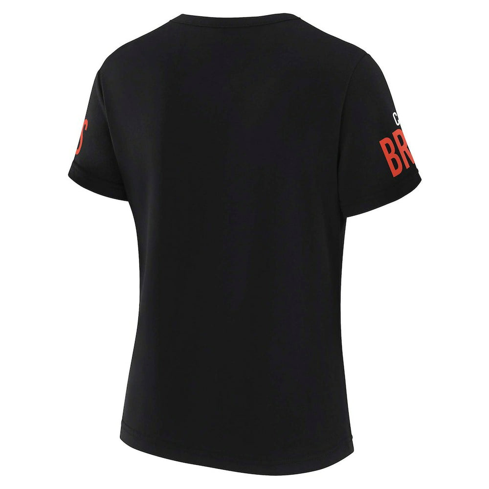 Cleveland Browns WEAR by Erin Andrews x Gracie Hunt Women's Draft Me Lace-Up T-Shirt - Black T-shirts