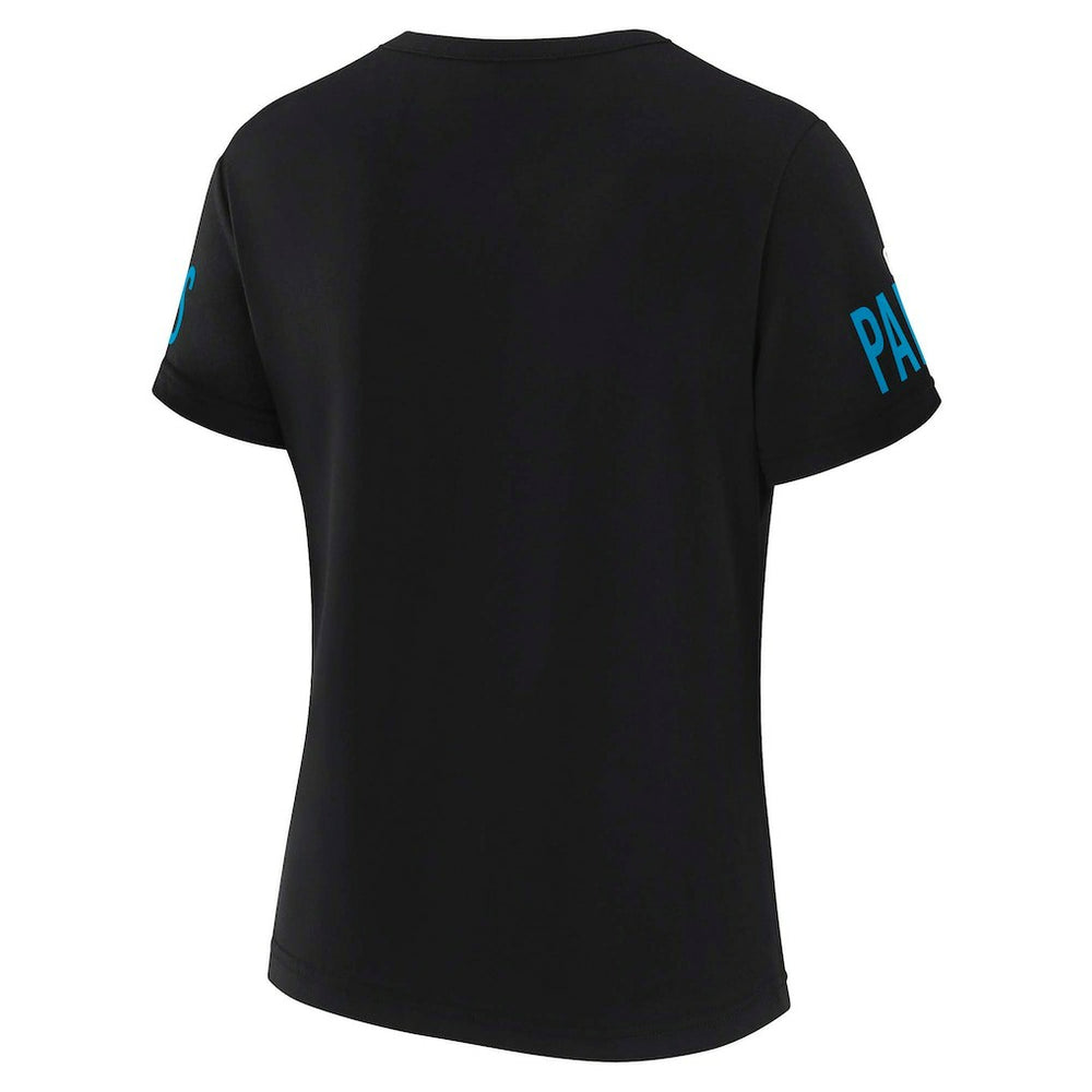 Carolina Panthers WEAR by Erin Andrews x Gracie Hunt Women's Draft Me Lace-Up T-Shirt - Black T-shirts