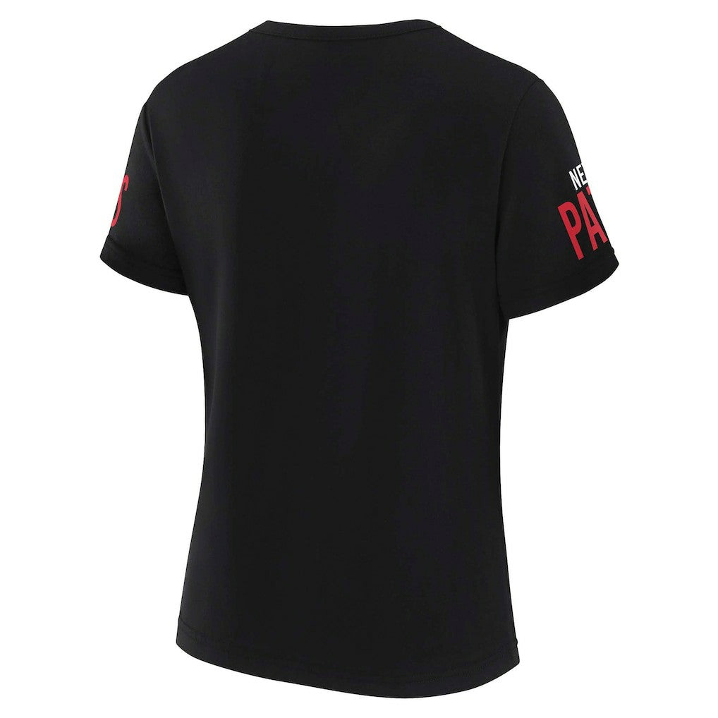 New England Patriots WEAR by Erin Andrews x Gracie Hunt Women's Draft Me Lace-Up T-Shirt - Black T-shirts