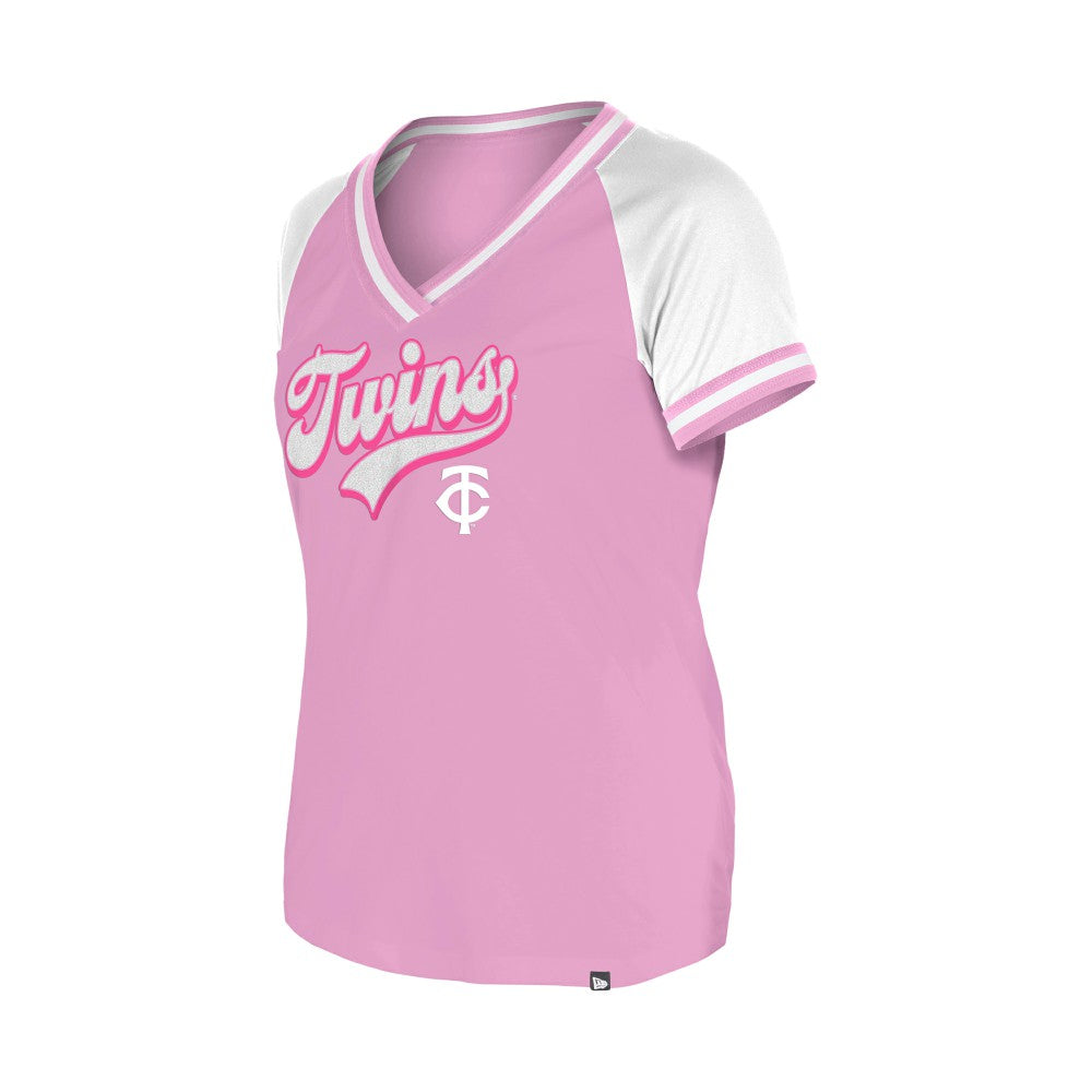 Minnesota Twins New Era Women's Gameday V-Neck T-Shirt - Light Pink T-shirts