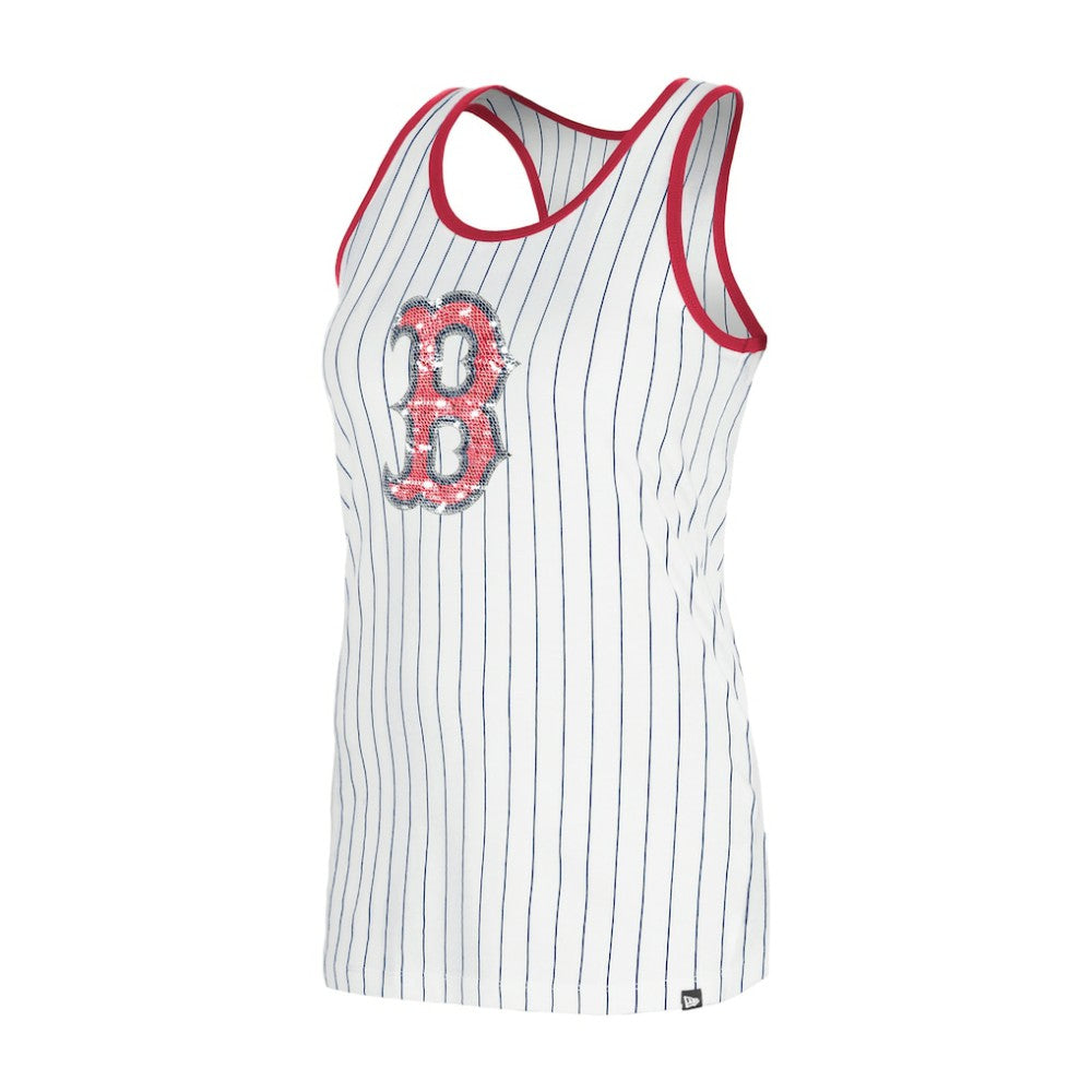 Boston Red Sox New Era Women's Gameday Pinstripe Tank Top - White Tanks