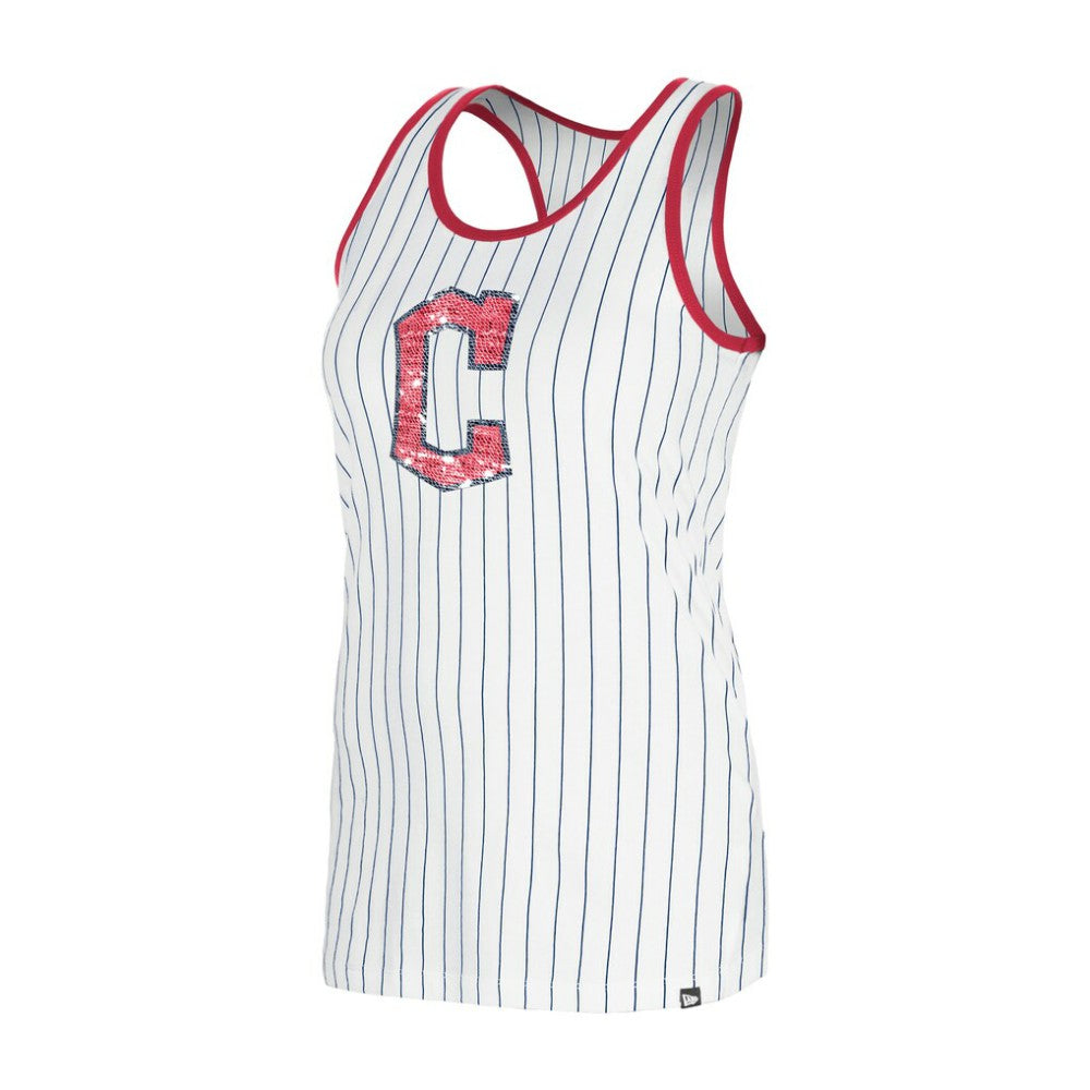 Cleveland Guardians New Era Women's Gameday Pinstripe Tank Top - White Tanks