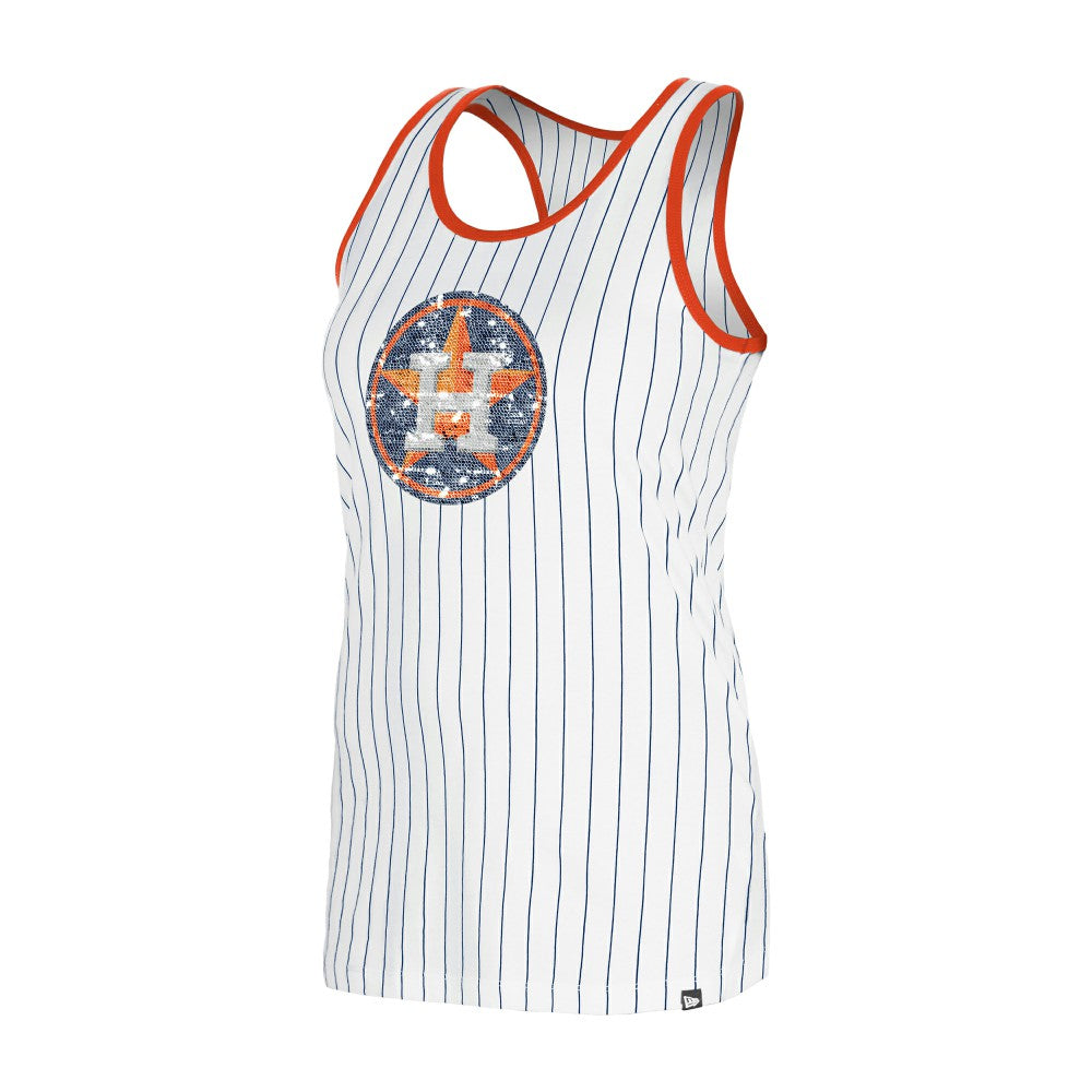 Houston Astros New Era Women's Gameday Pinstripe Tank Top - White Tanks