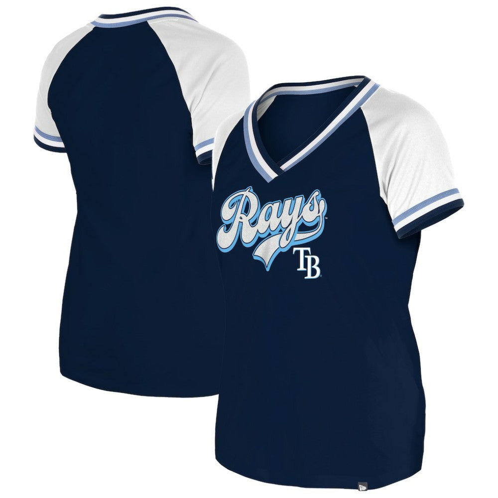 Tampa Bay Rays New Era Women's Gameday Raglan V-Neck T-Shirt - Navy T-shirts