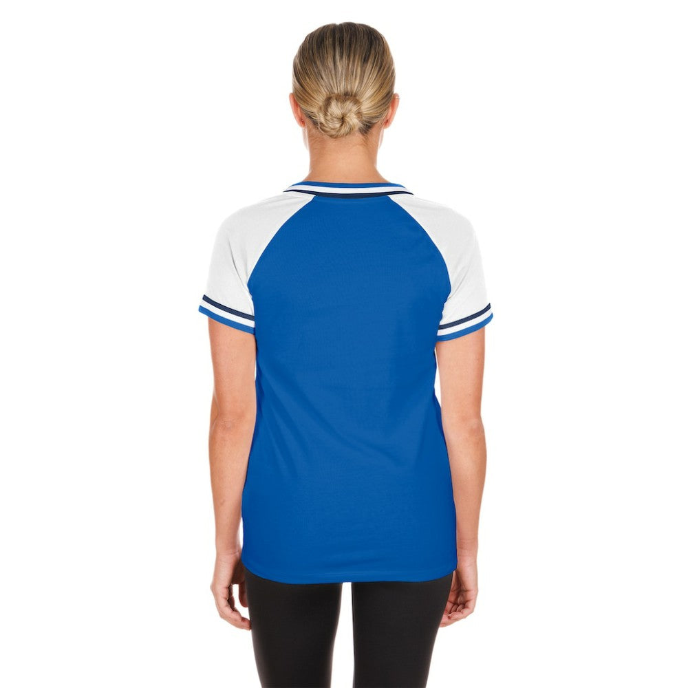 Toronto Blue Jays New Era Women's Gameday Raglan V-Neck T-Shirt - Royal T-shirts