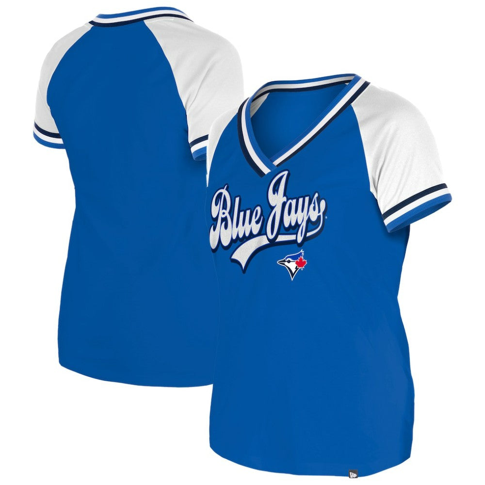 Toronto Blue Jays New Era Women's Gameday Raglan V-Neck T-Shirt - Royal T-shirts