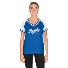 Kansas City Royals New Era Women's Gameday Raglan V-Neck T-Shirt - Royal T-shirts