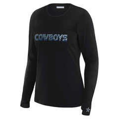Dallas Cowboys WEAR by Erin Andrews x Gracie Hunt Women's Mesh Panel Long Sleeve T-Shirt - Black T-shirts