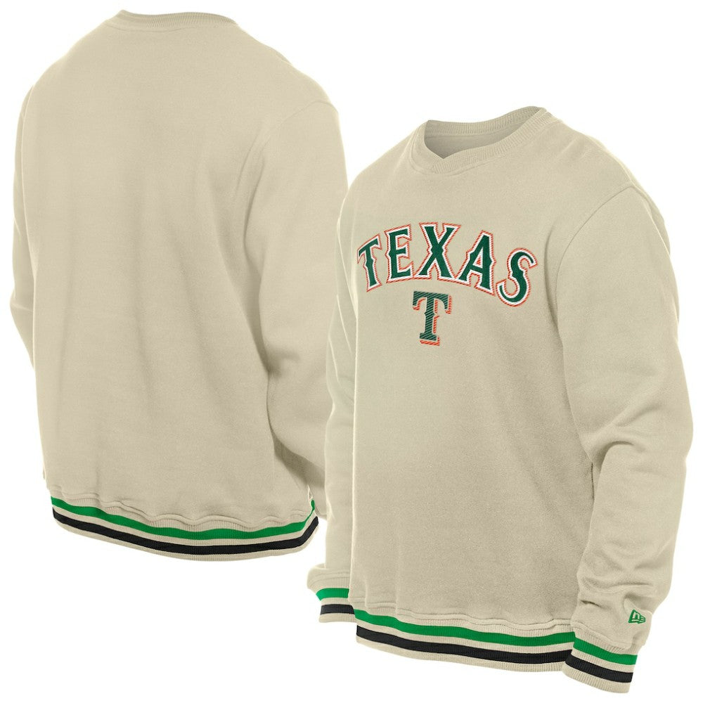 Texas Rangers New Era St. Patrick's Day Twill Pullover Sweatshirt - Cream Pullover