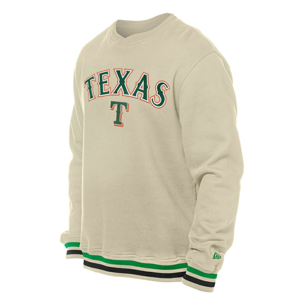 Texas Rangers New Era St. Patrick's Day Twill Pullover Sweatshirt - Cream Pullover