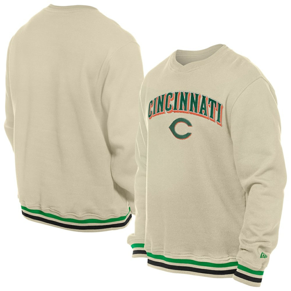 Cincinnati Reds New Era St. Patrick's Day Twill Pullover Sweatshirt - Cream Pullover