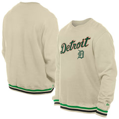 Detroit Tigers New Era St. Patrick's Day Twill Pullover Sweatshirt - Cream Pullover