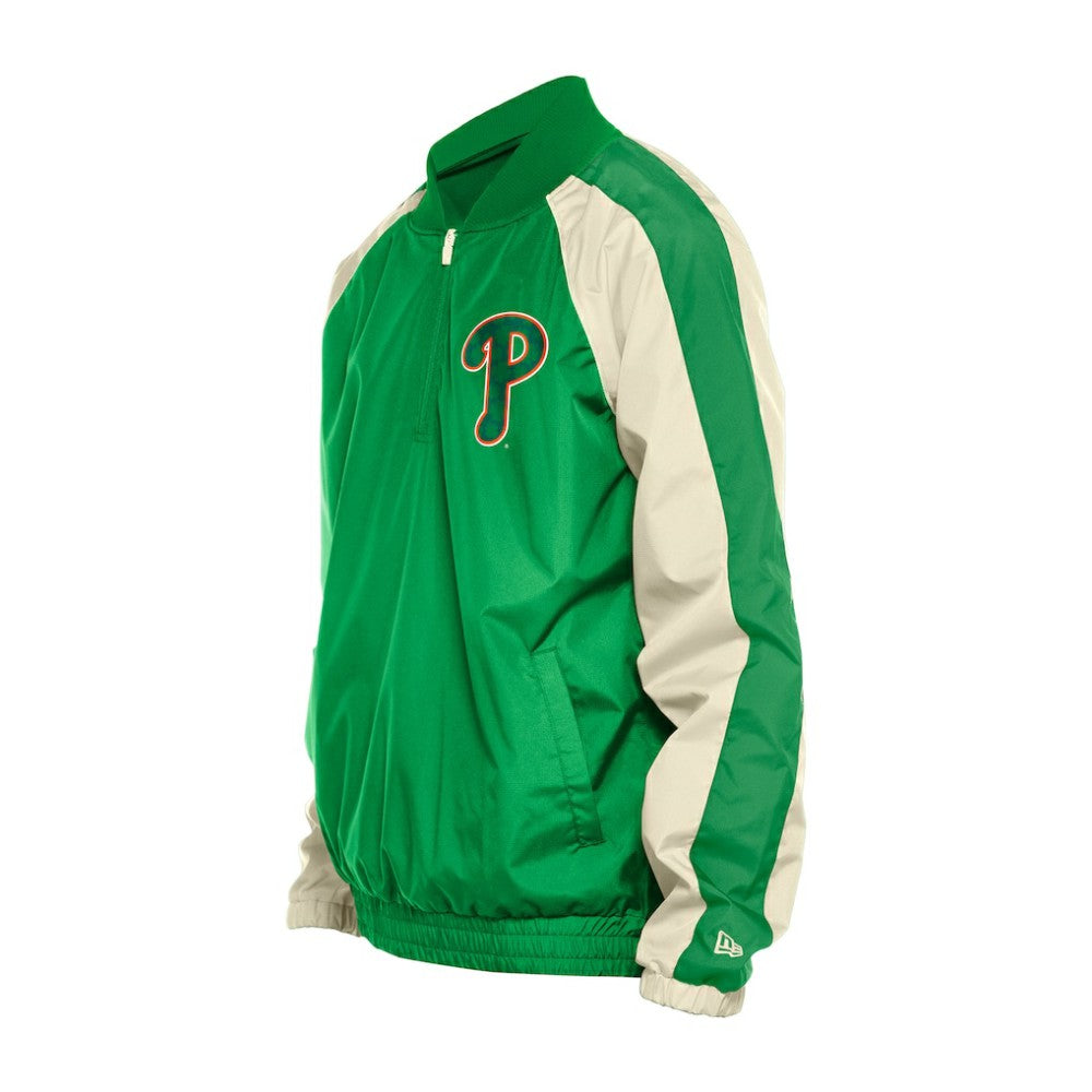 Philadelphia Phillies New Era St. Patrick's Day Ripstop Raglan Quarter-Zip Windbreaker - Kelly Green Tops