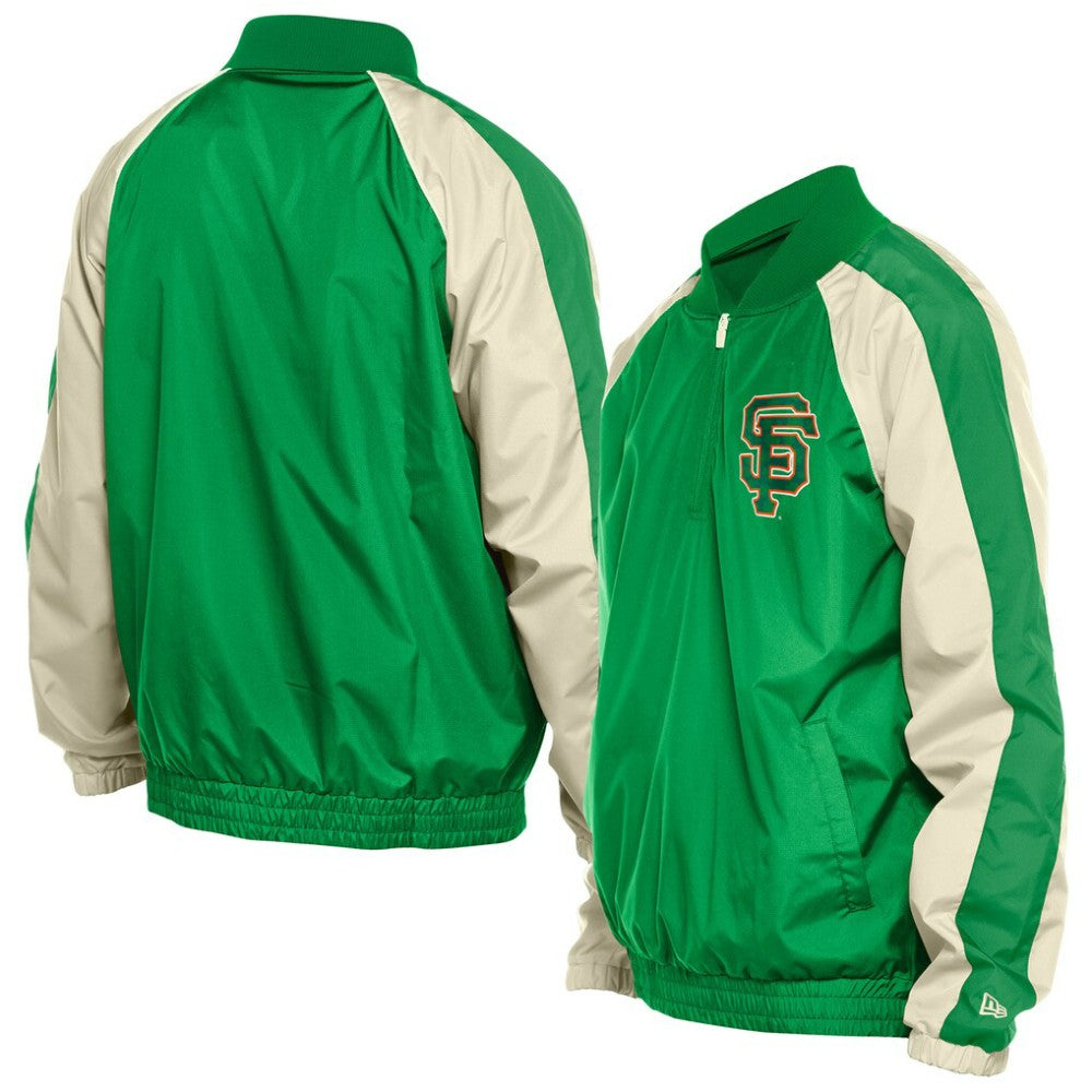 San Francisco Giants New Era St. Patrick's Day Ripstop Raglan Quarter-Zip Windbreaker - Kelly Green Tops