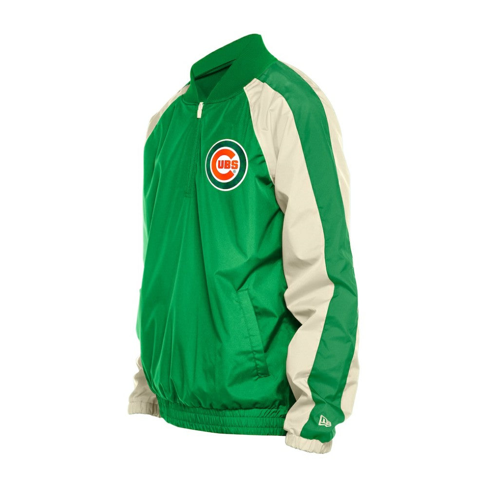 Chicago Cubs New Era St. Patrick's Day Ripstop Raglan Quarter-Zip Windbreaker - Kelly Green Tops