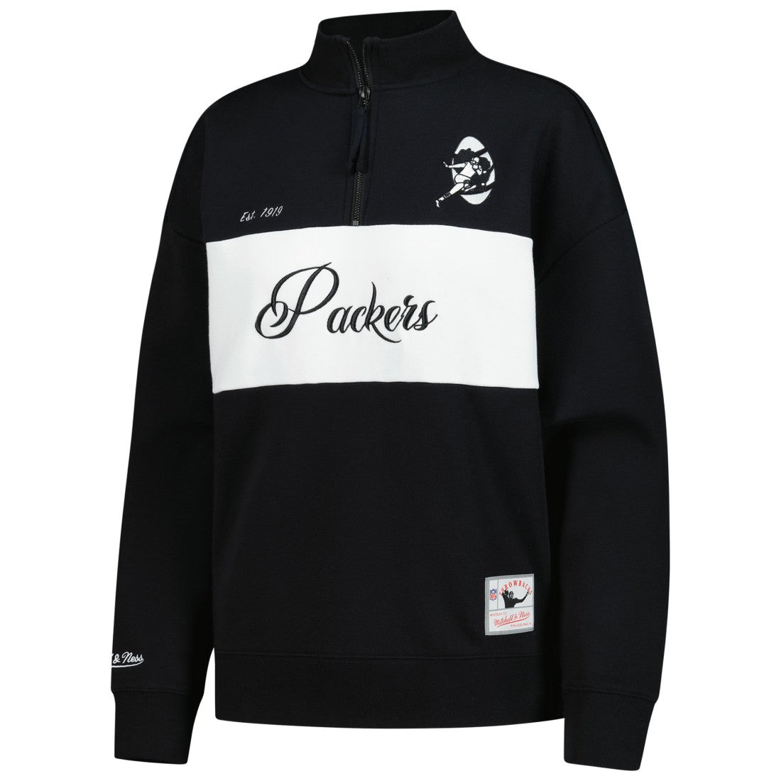 Green Bay Packers Women's Quarter-Zip Jacket - Black Jackets