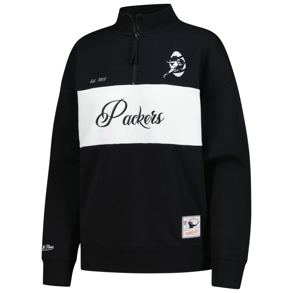 Green Bay Packers Women's Quarter-Zip Jacket - Black Jackets