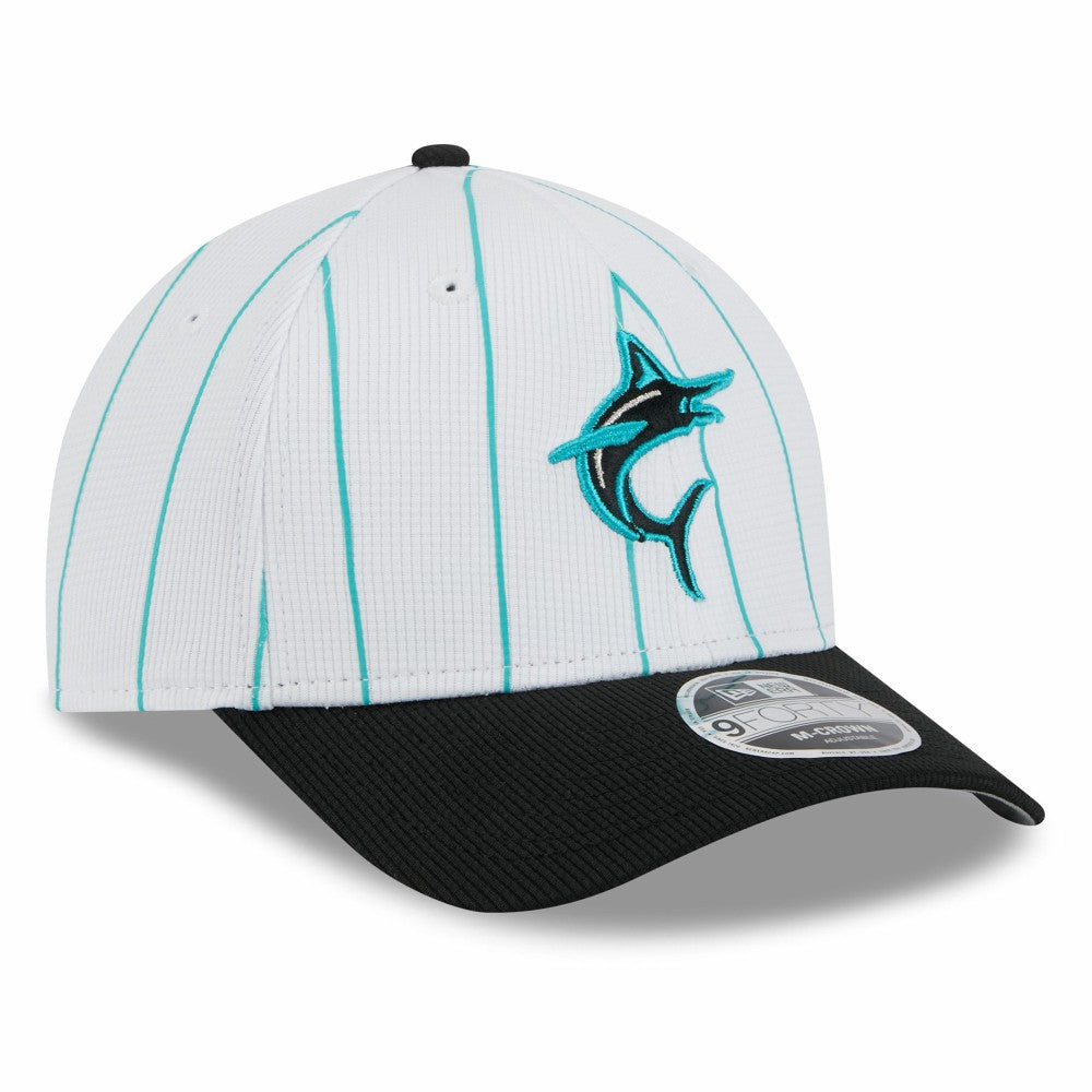 Miami Marlins New Era 2025 Batting Practice 9FORTY M-Crown Adjustable Hat - White/Black Hats