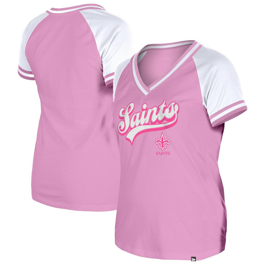 New Orleans Saints New Era Women's Mommy & Me V-Neck T-Shirt - Pink T-shirts